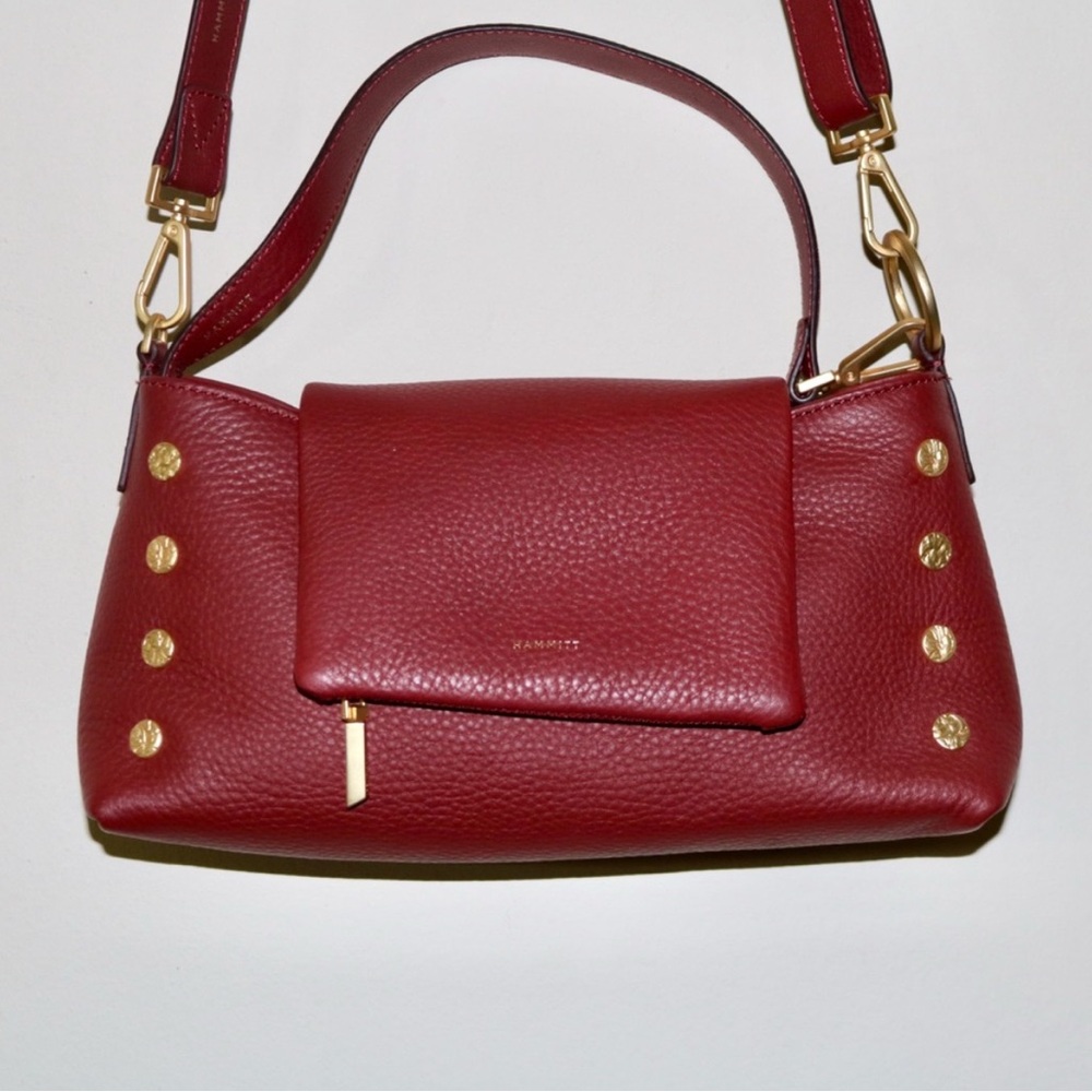 Hammitt Brushed Gold Pebble Leather VIP Satchel in Pomodoro Red - Picture 8 of 15